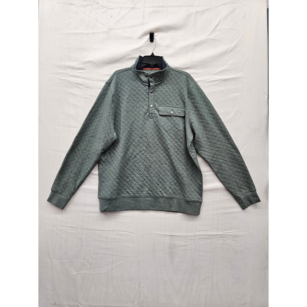 Goodfellow & Co Mens Quilted 1/4 Snap Pullover Green Cotton Blend Casual Size L